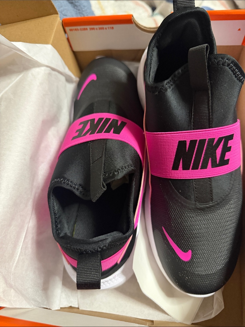 NWOT Nike Kids Slip-On Sneakers in Black & Hot Pink